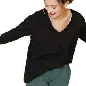 Smash + Tess Shirt Slouchy Longline Women Small Elevated Basic Layers Soft Black